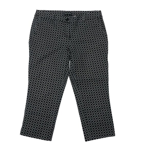 Hilary Radley Capri Pants Womens Size 10 Black White Pattern Pockets - Picture 2 of 5